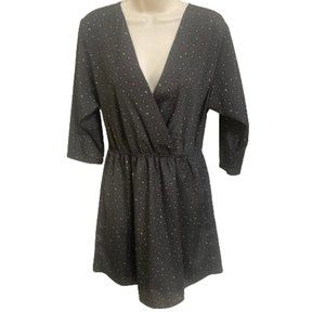 NWT BCBG GENERATION S CONFETTI GRAY OPEN BACK SURPLICE LOW CUT BLOUSON Dress